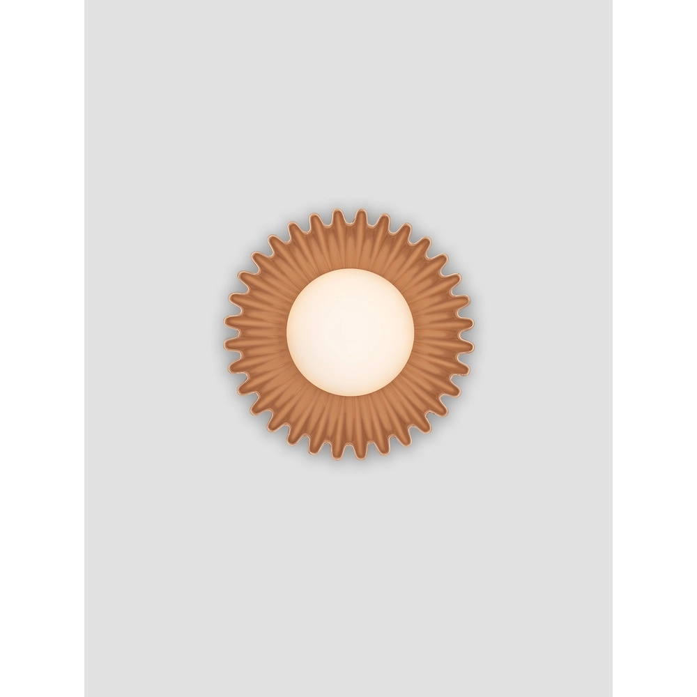 Wandlamp Petel karamel bruin met wit glas Lyora 5212017483973