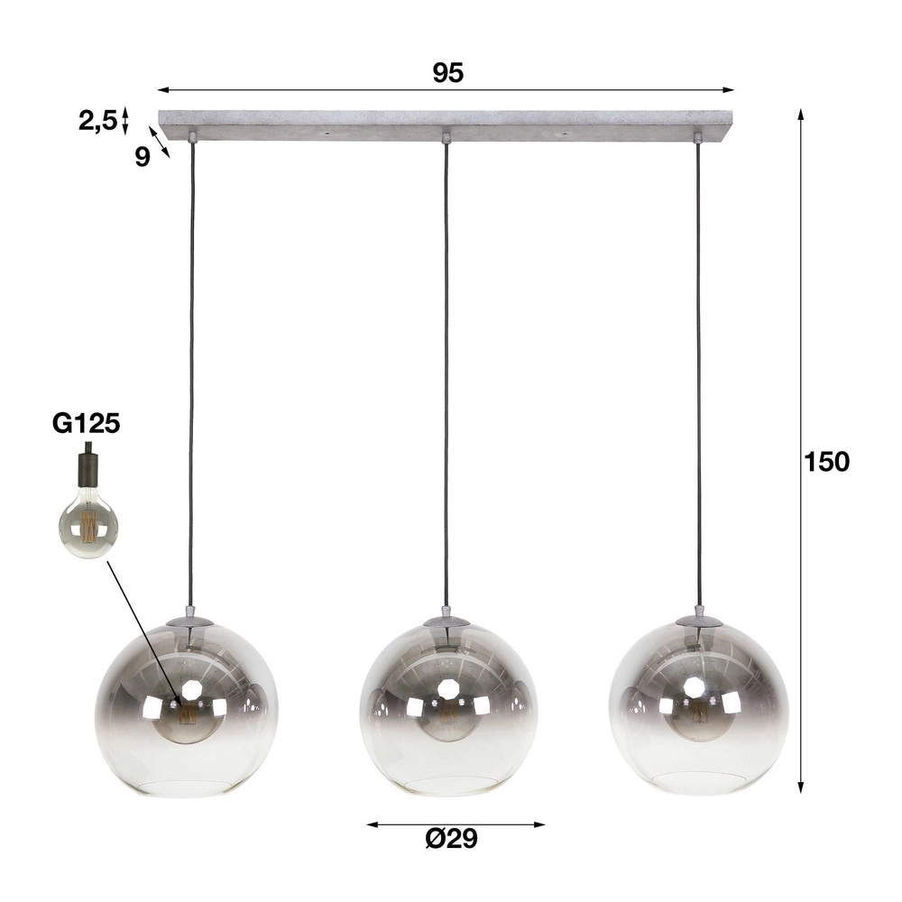 3L hanglamp Bubble met zilver fading glas Lyora 8716803511217