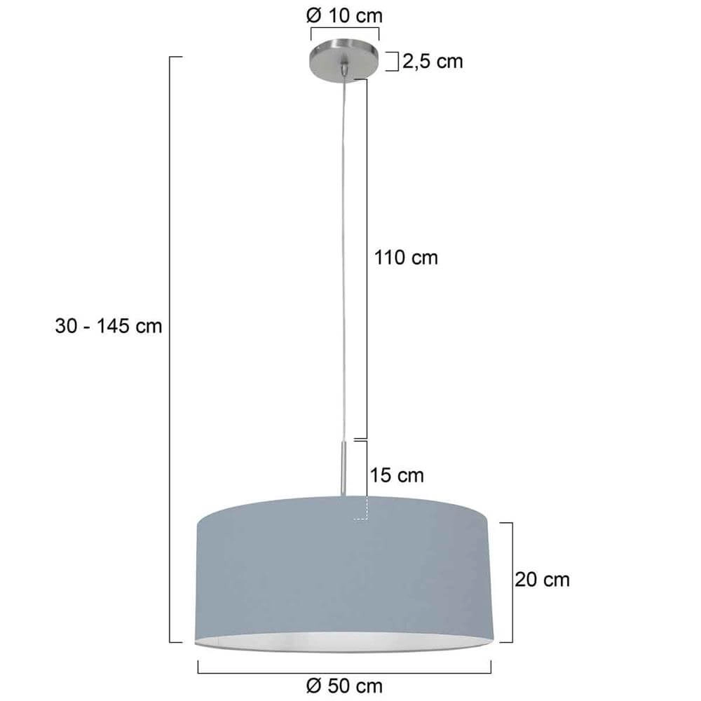 Hanglamp Sparkled Light metaal met lichtblauwe kap Steinhauer 8712746175042