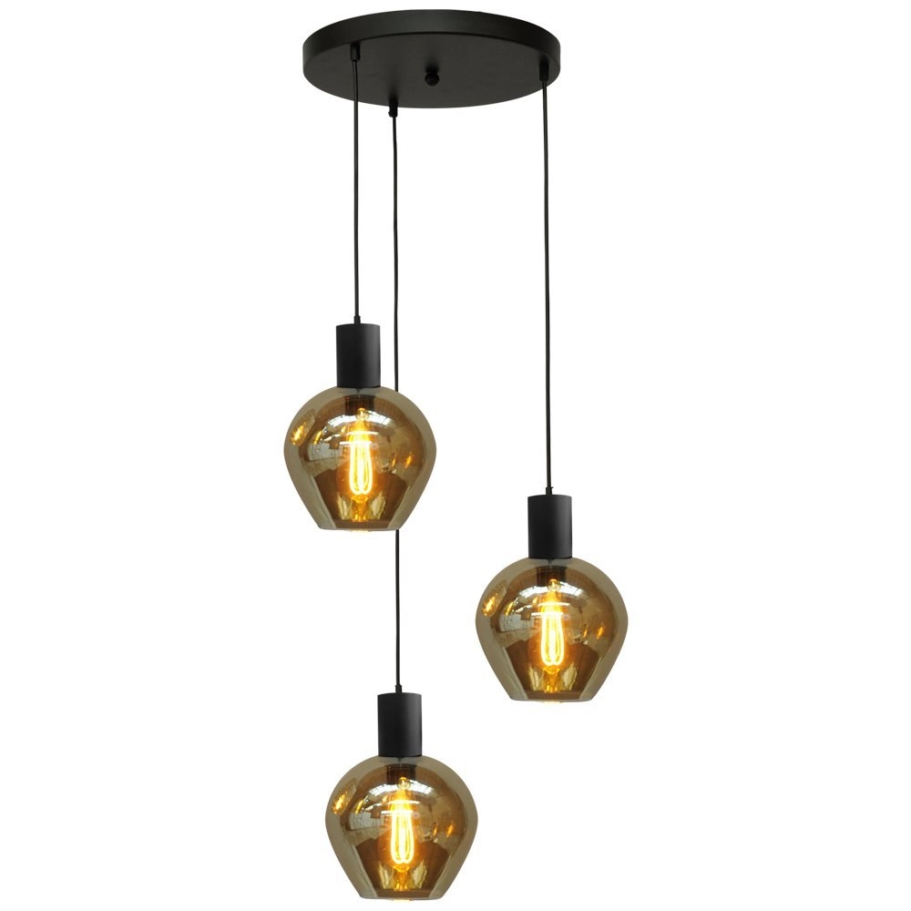 Hanglamp Bounty 3-lichts smoke glas
