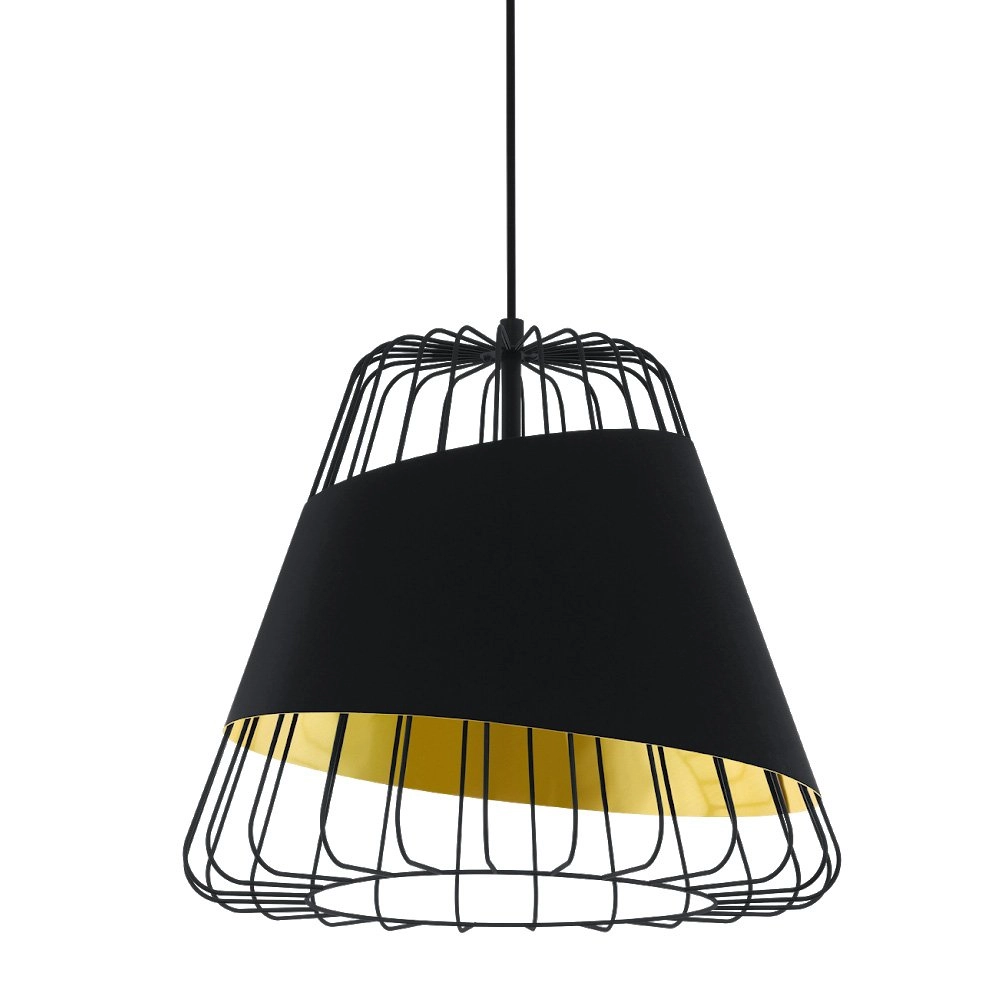 Design draadhanglamp Austell 43cm zwart met goud
