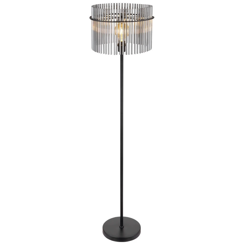 Zwarte vloerlamp Gorley met smoke glas Ø 38cm Globo 9007371451180