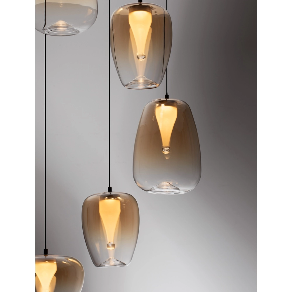 Design hanglamp Oblo 5-lichts amber glas