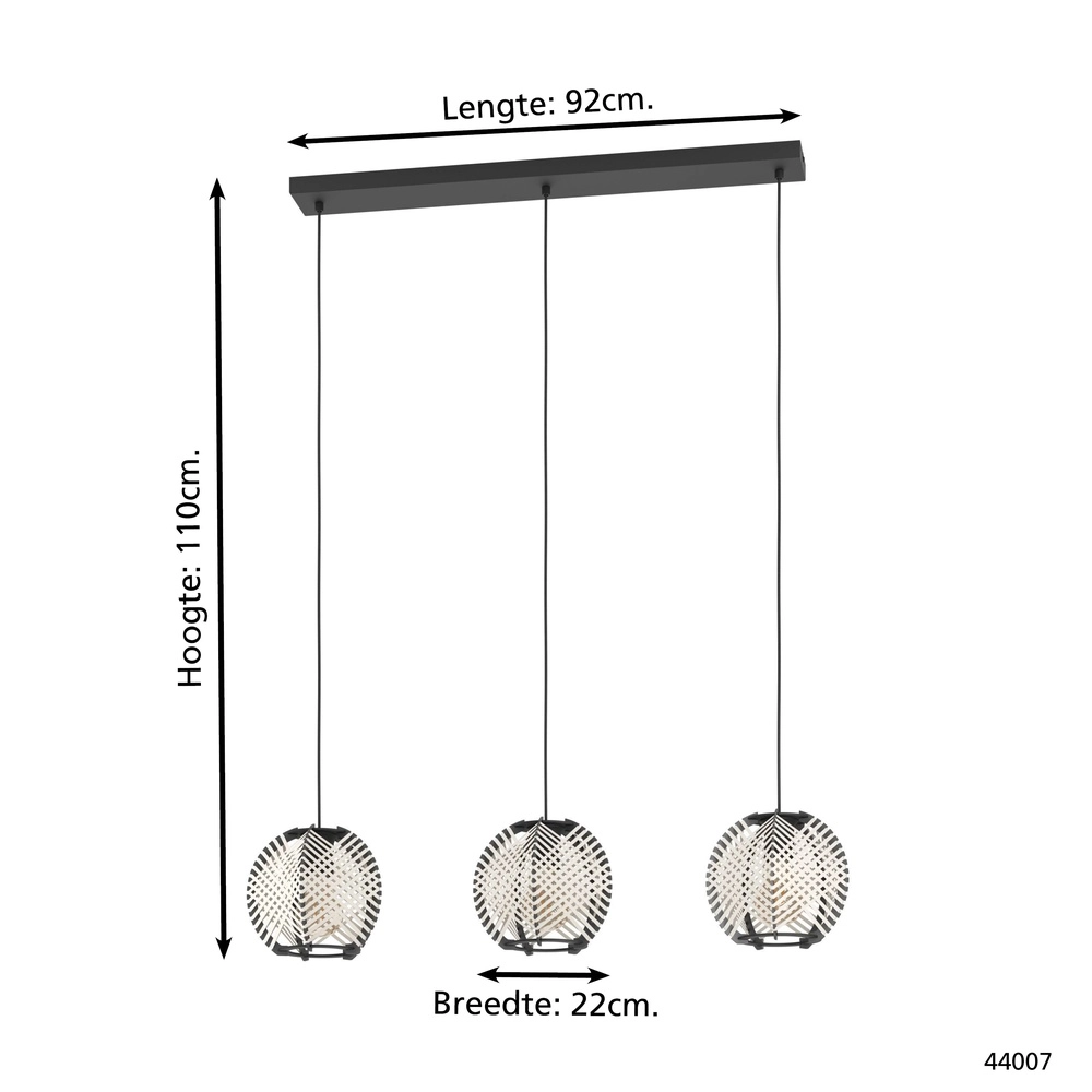 Design eetkamer hanglamp Waverton 3x E27 Eglo 9002759440077