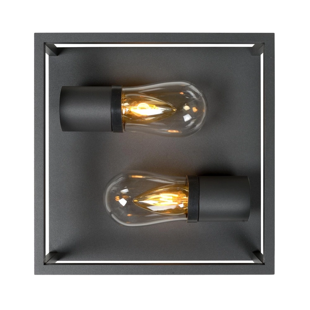 Zwarte wandlamp Carlyn 2-lichts badkamer IP54 Lucide 5411212271709