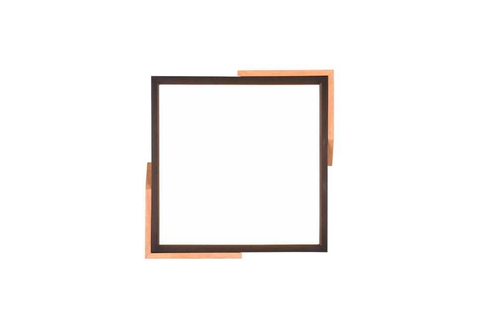 Zwarte led plafonnière Meta met hout Trio 4017807541380