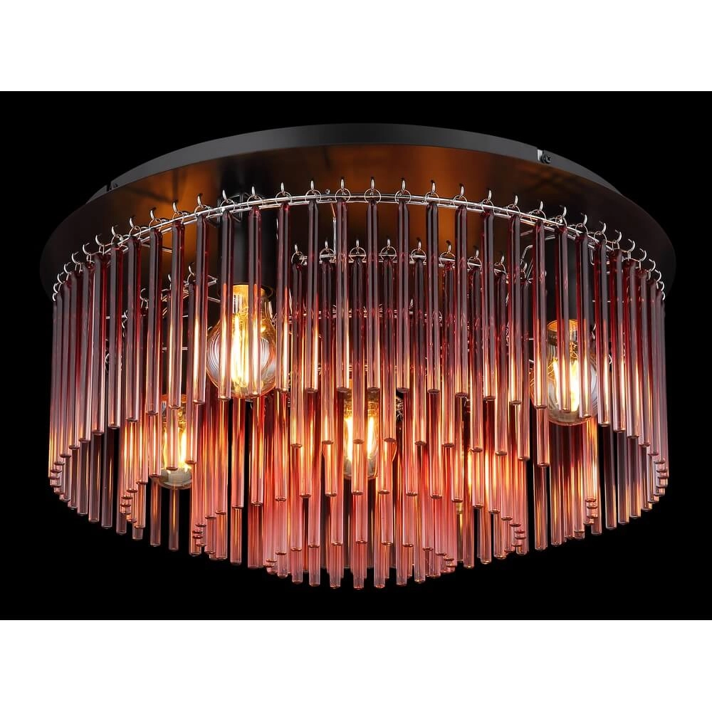 Zwarte plafondlamp Gorley met rood glas Ø 50cm Globo 9007371462971