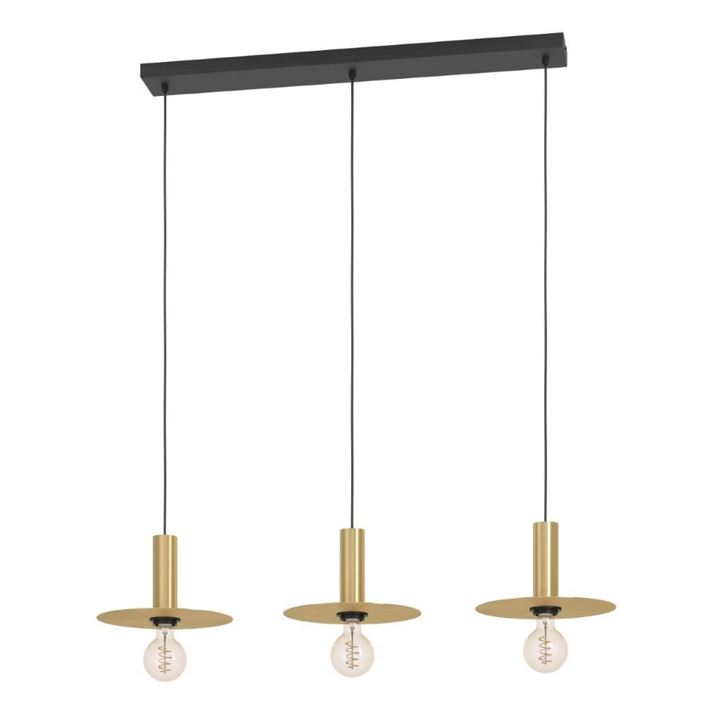 Gouden 3-lichts hanglamp Escandell