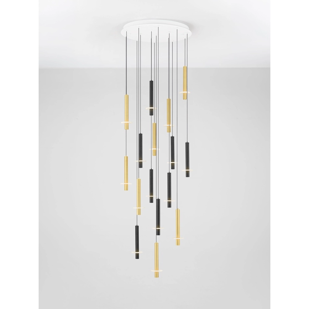 Design hanglamp Noemi zwart met wit en goud Ø 72cm Lyora 5212063503335