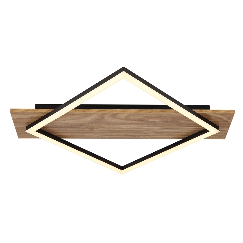 Plafondlamp Beatrix I zwart met hout Globo 9007371465392