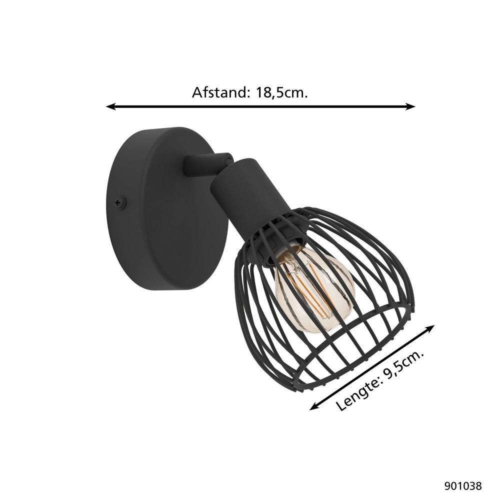 Draadlamp spotje Sonnino zwart - E14 Eglo 9008606306022