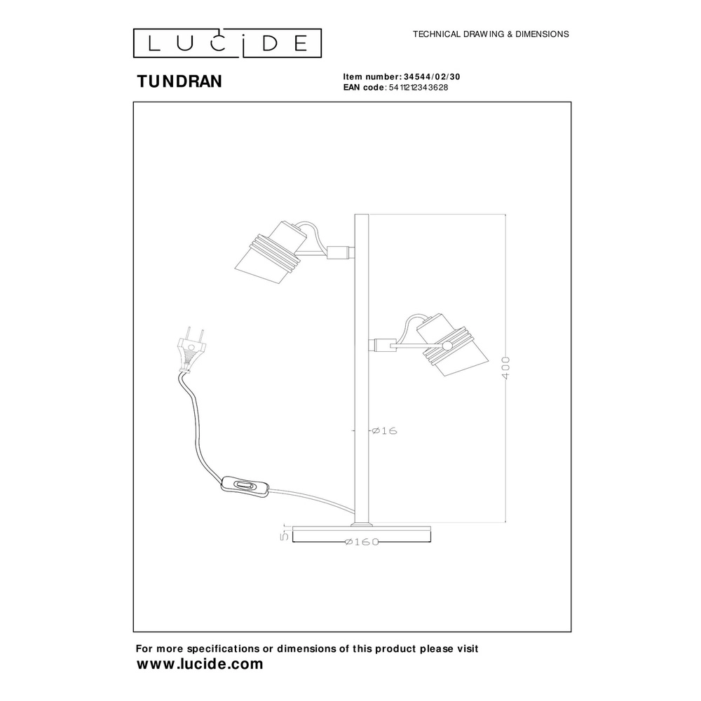 Tafellampje Tundran zwart Lucide 5411212343628
