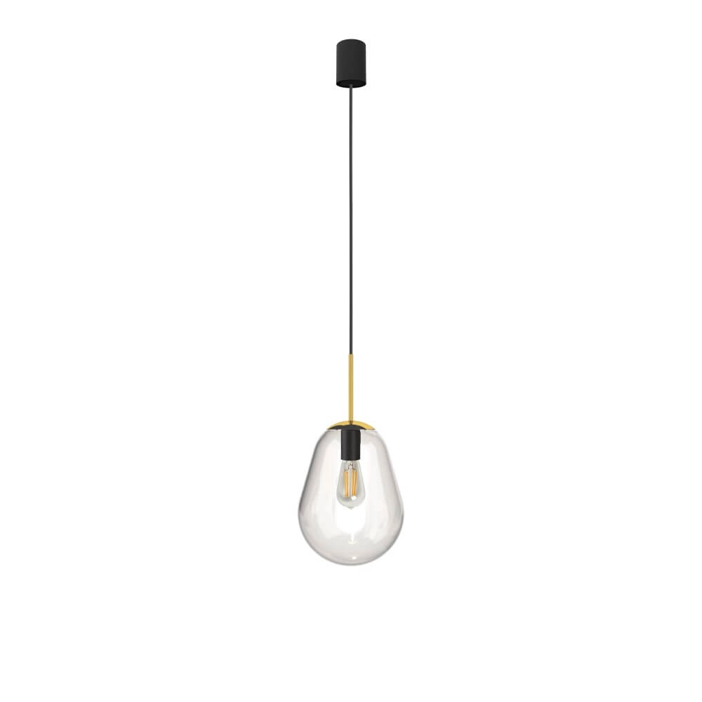 Glazen hanglamp Pear Short Ø 22cm goud met helder glas Lyora 5903139867399