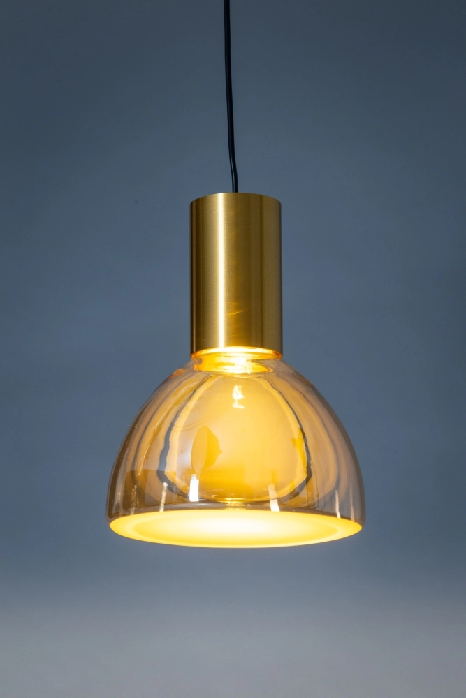 Eetkamer hanglamp Lisa goud met amber glas ETH 8720195310198