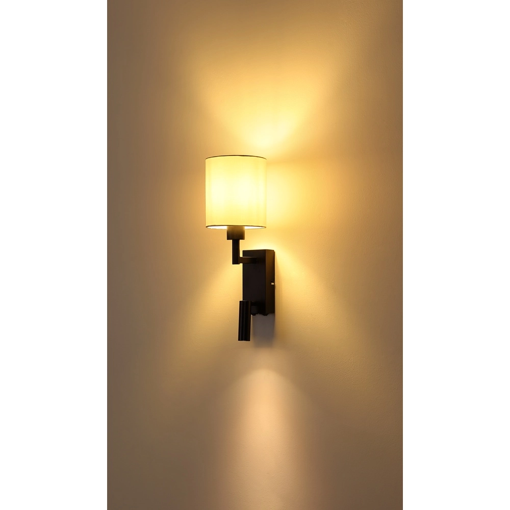 Bedlampje Zamora zwart met witte kap Globo 9007371569892