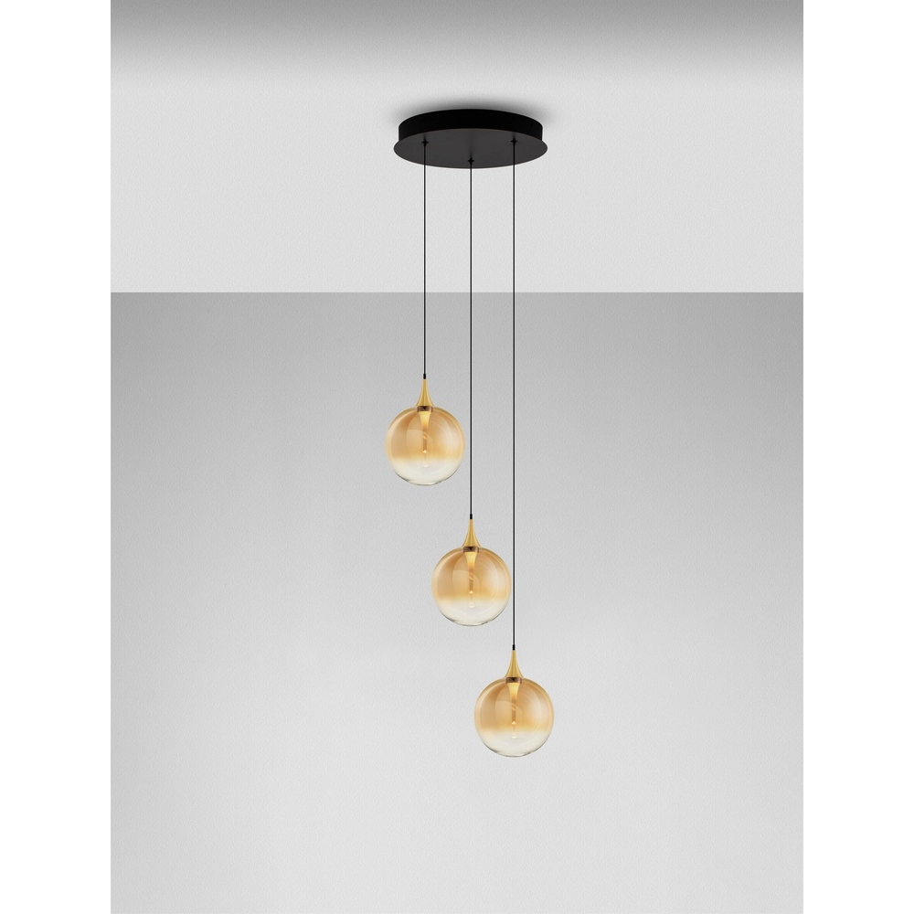 Pendant lamp Orenda 3-light amber glass Lyora 5212017477637