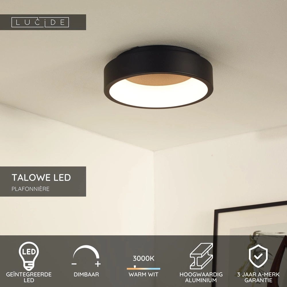 Plafonniere Talowe Led Ø 30cm zwart Lucide 5411212460615