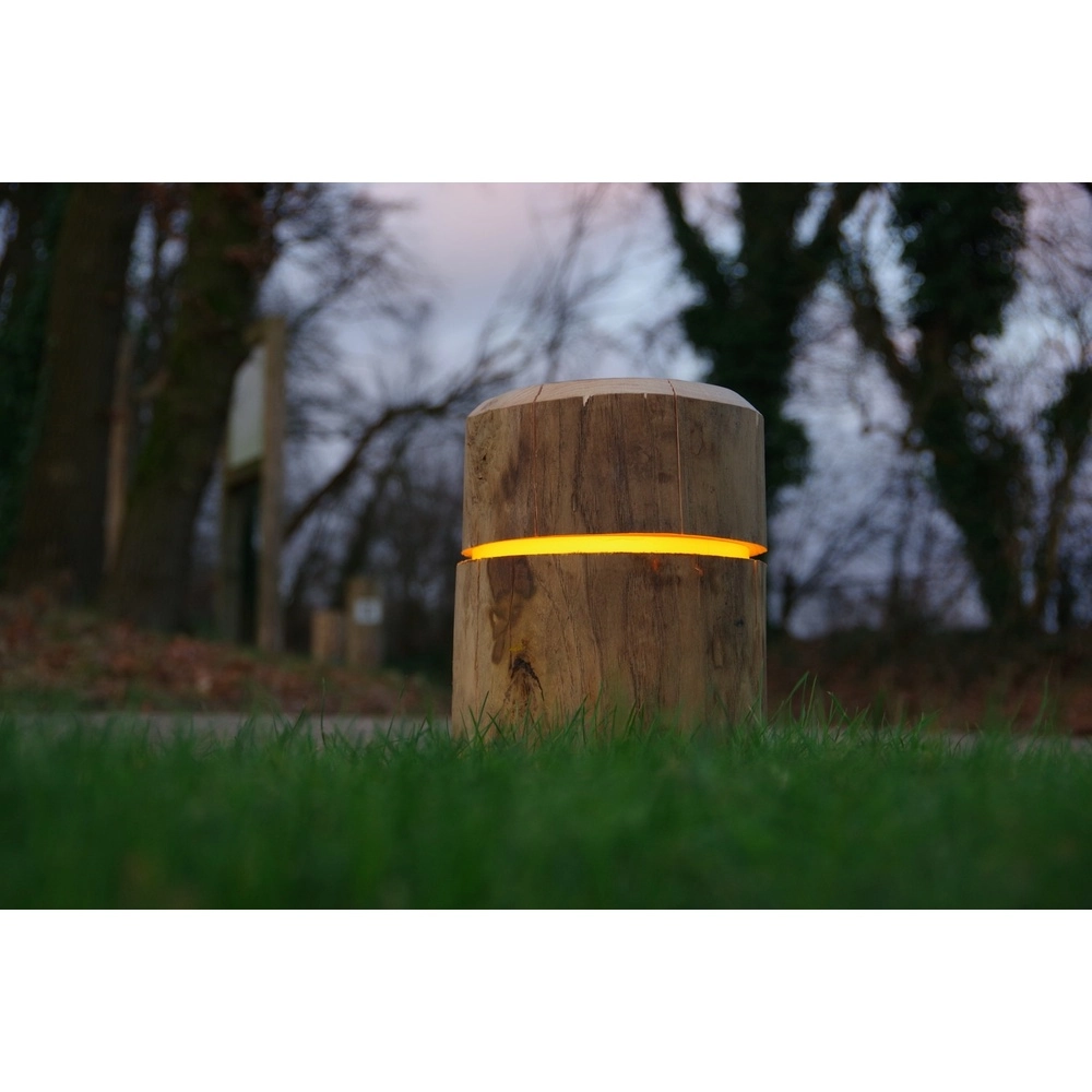 Houten borderverlichting Rondo Kastanje - 31,5cm - 2700K - rond