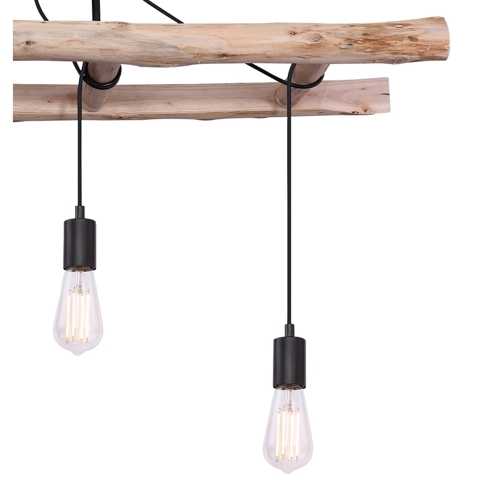 4-lichts hanglamp Irmgard hout 80cm Globo 9007371390342