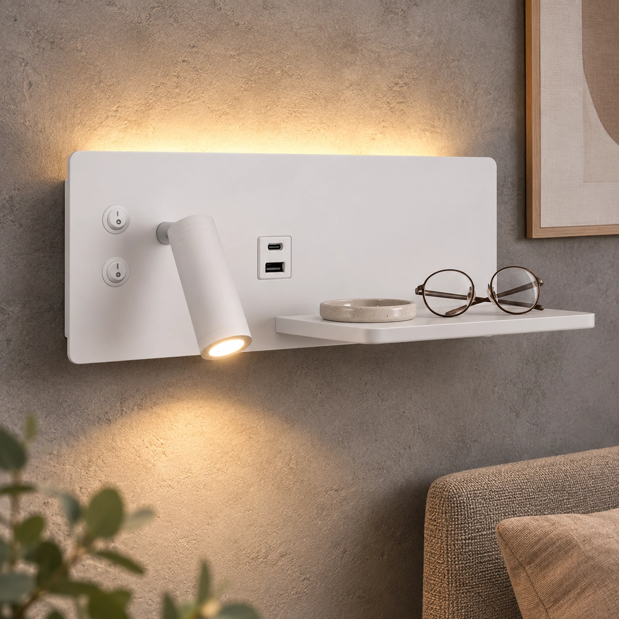 Bedlampje Charge links wit met draadloze oplader