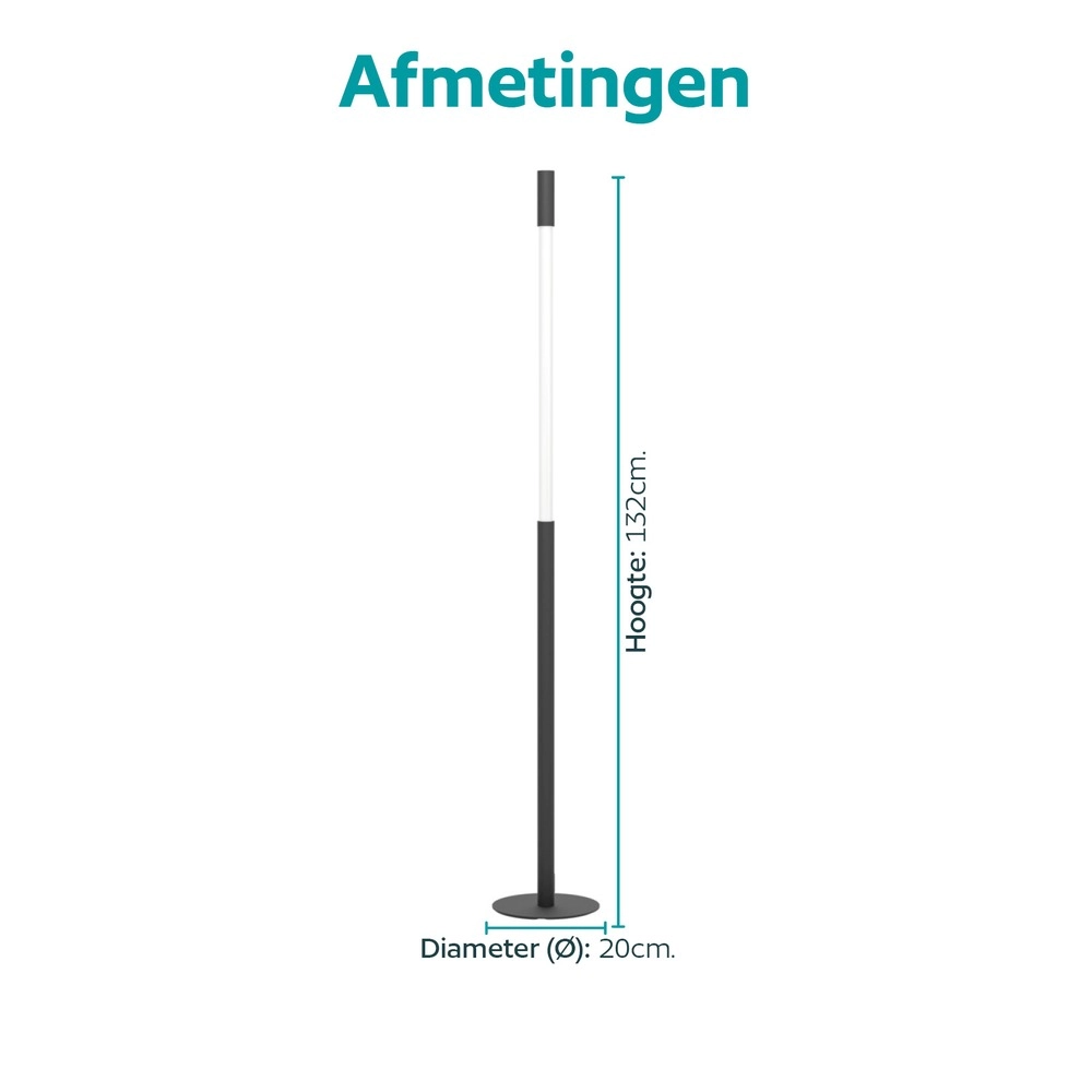 Strakke vloerlamp Parabita zwart met wit Eglo 9008606392414