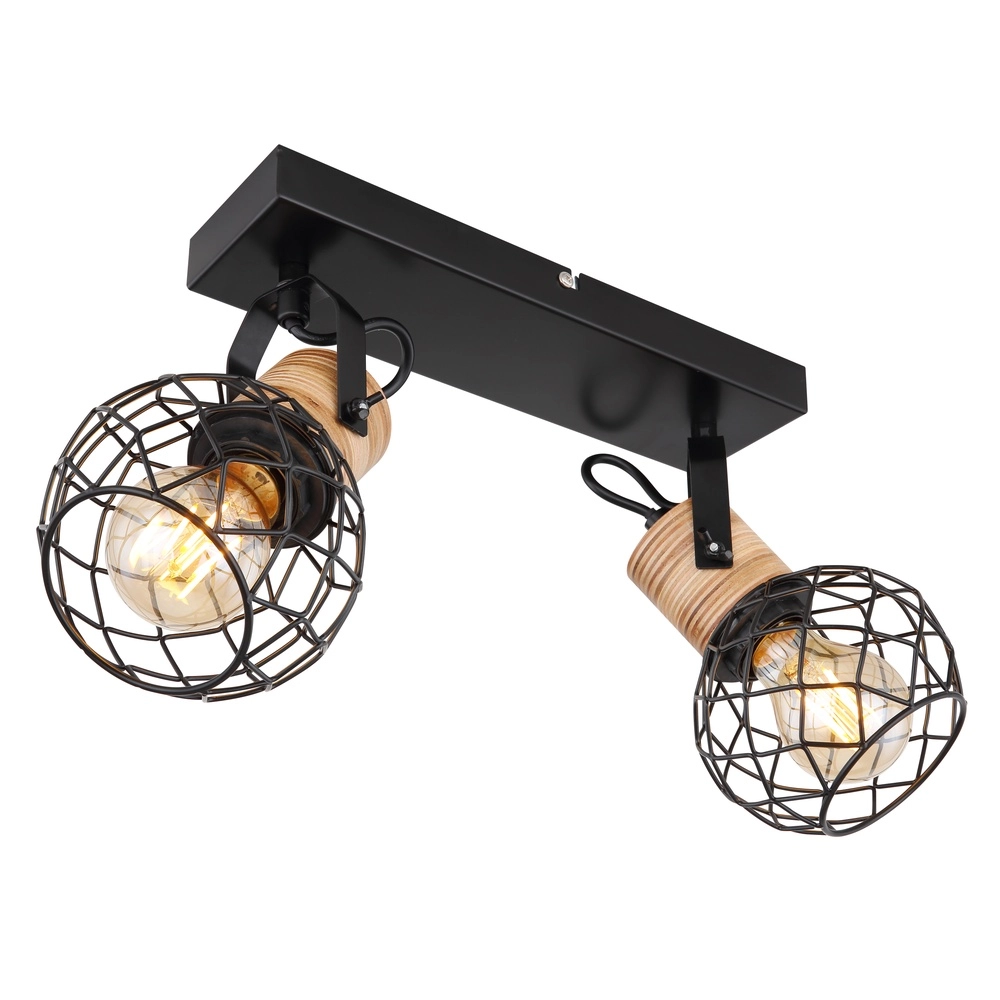 Wandlamp Lacky 2-lichts zwart