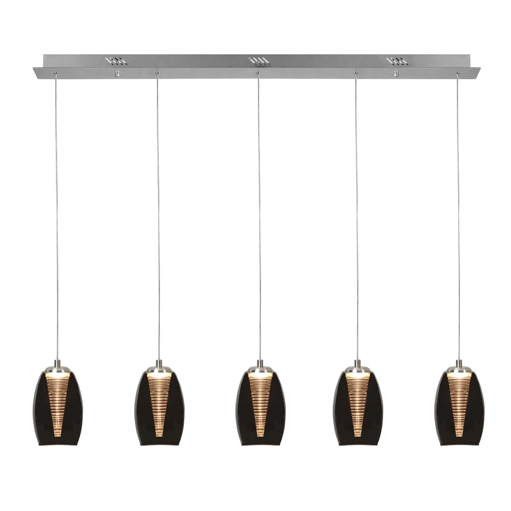 Hanglamp Nebula nikkel recht 5-lichts smoke glas
