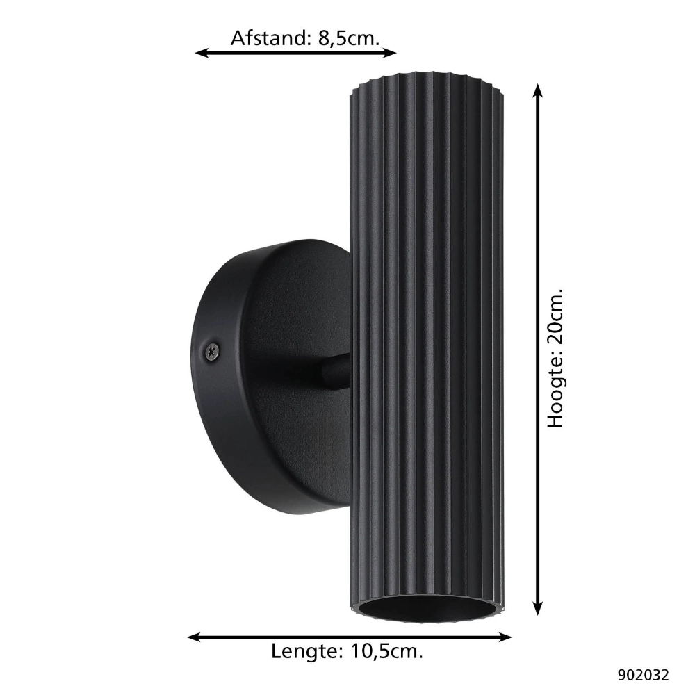 Opbouwspot Portillo up & down zwart Eglo 9008606360536