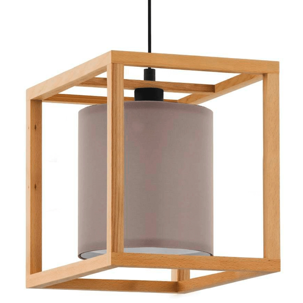 Houten hanglamp Granados met grijze kap Stars of Light 9008606240203