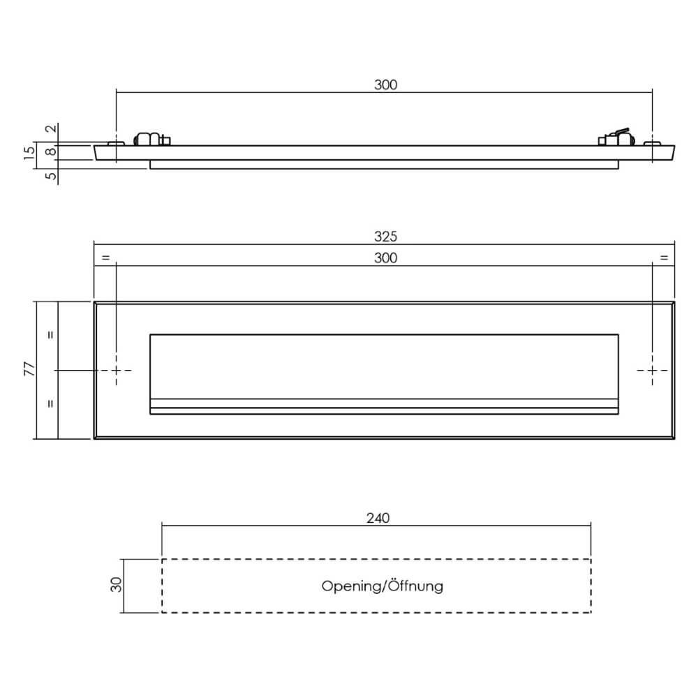 Brievenbus met regenrand Posta messing getrommeld Intersteel 8714186119570