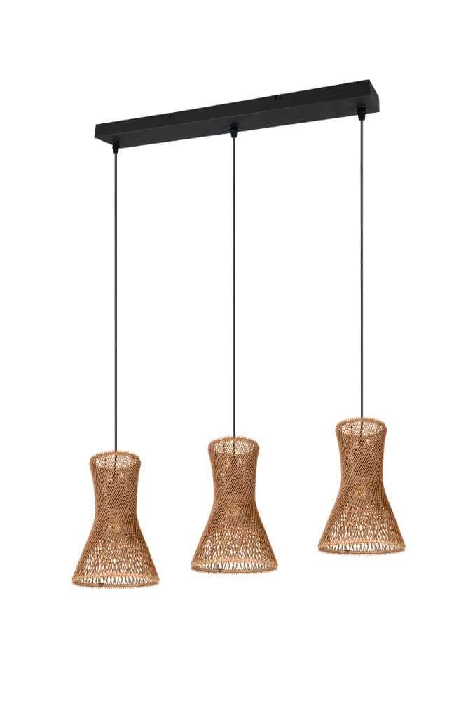 3-lichts hanglamp Bijou zwart met rotan Trio 4017807637298