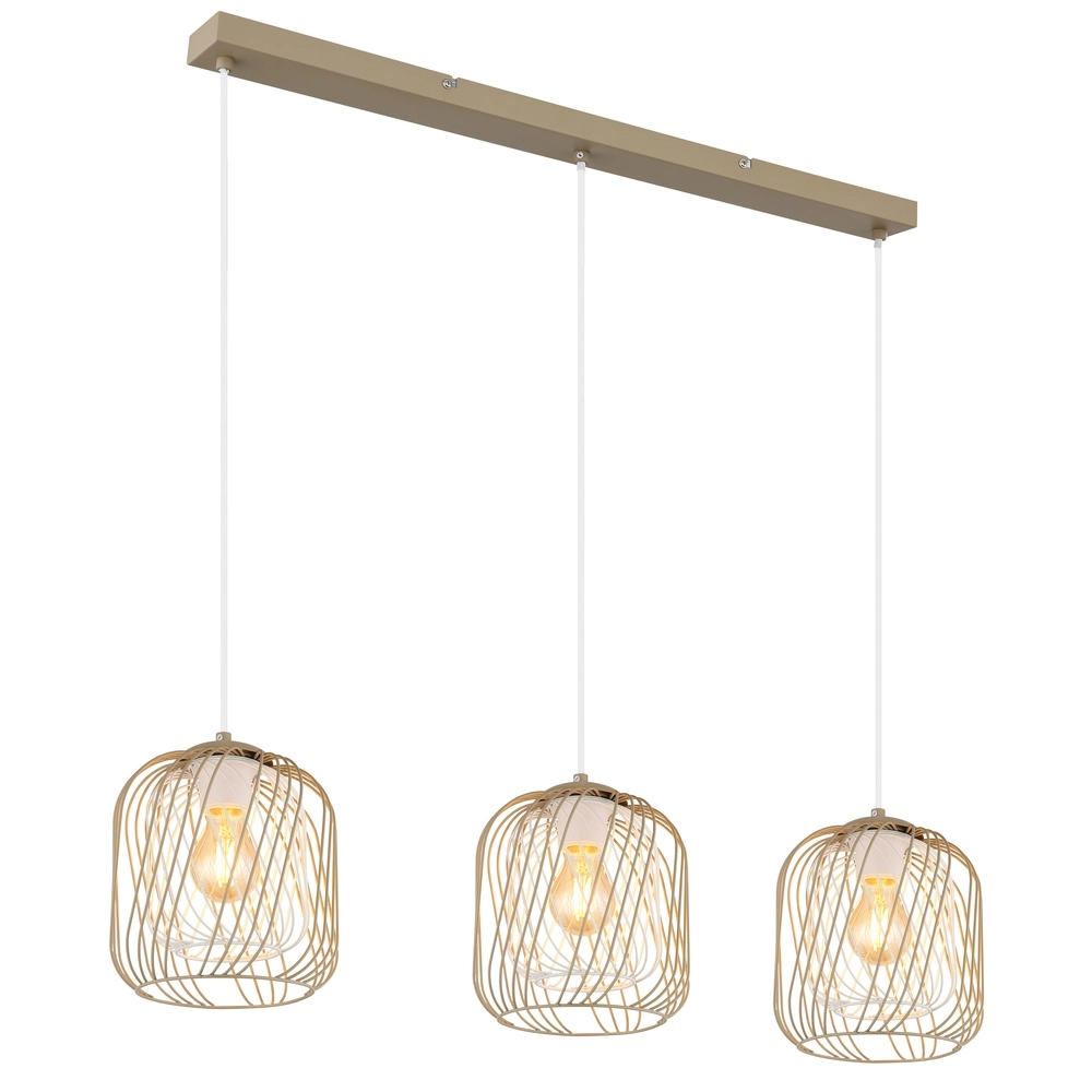 3-lichts hanglamp Dichti zand bruin