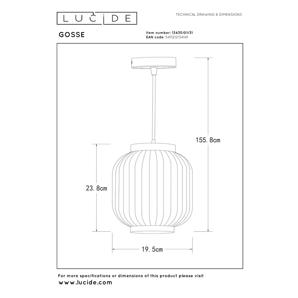 Design hanglamp Gosse goud met wit Lucide 5411212134141