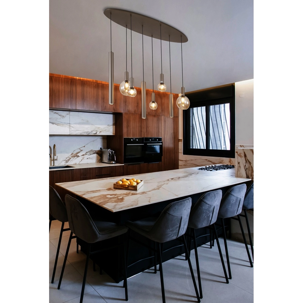 Design hanglamp Lyon amber glas Searchlight 5053423296371