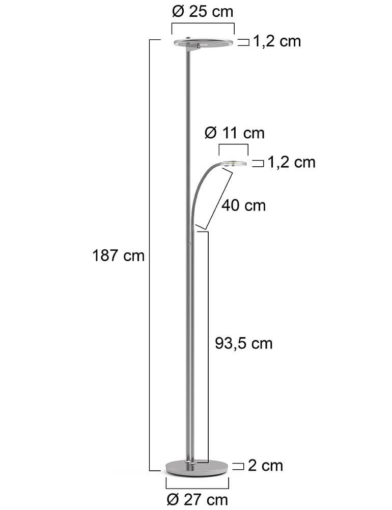 Led leeslamp 2-lichts Turound 40w - 2200-4000K - 187cm RVS helder glas Steinhauer 8712746134797