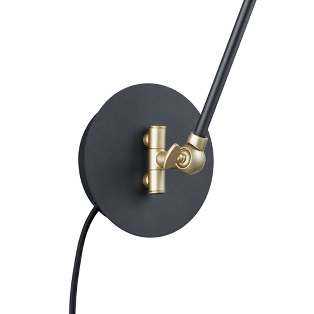 Design wand leeslamp Edward zwart met goud Trio 4017807388473