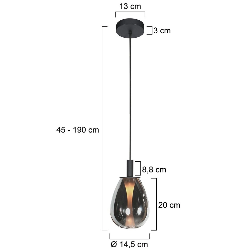 Hanglamp Glimsy 1-lichts zwart Ø 14,5cm Steinhauer 8712746177985