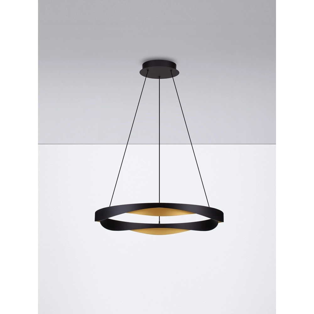 Hanglamp Radon Ø 65cm zwart met goud Lyora 5212017452504