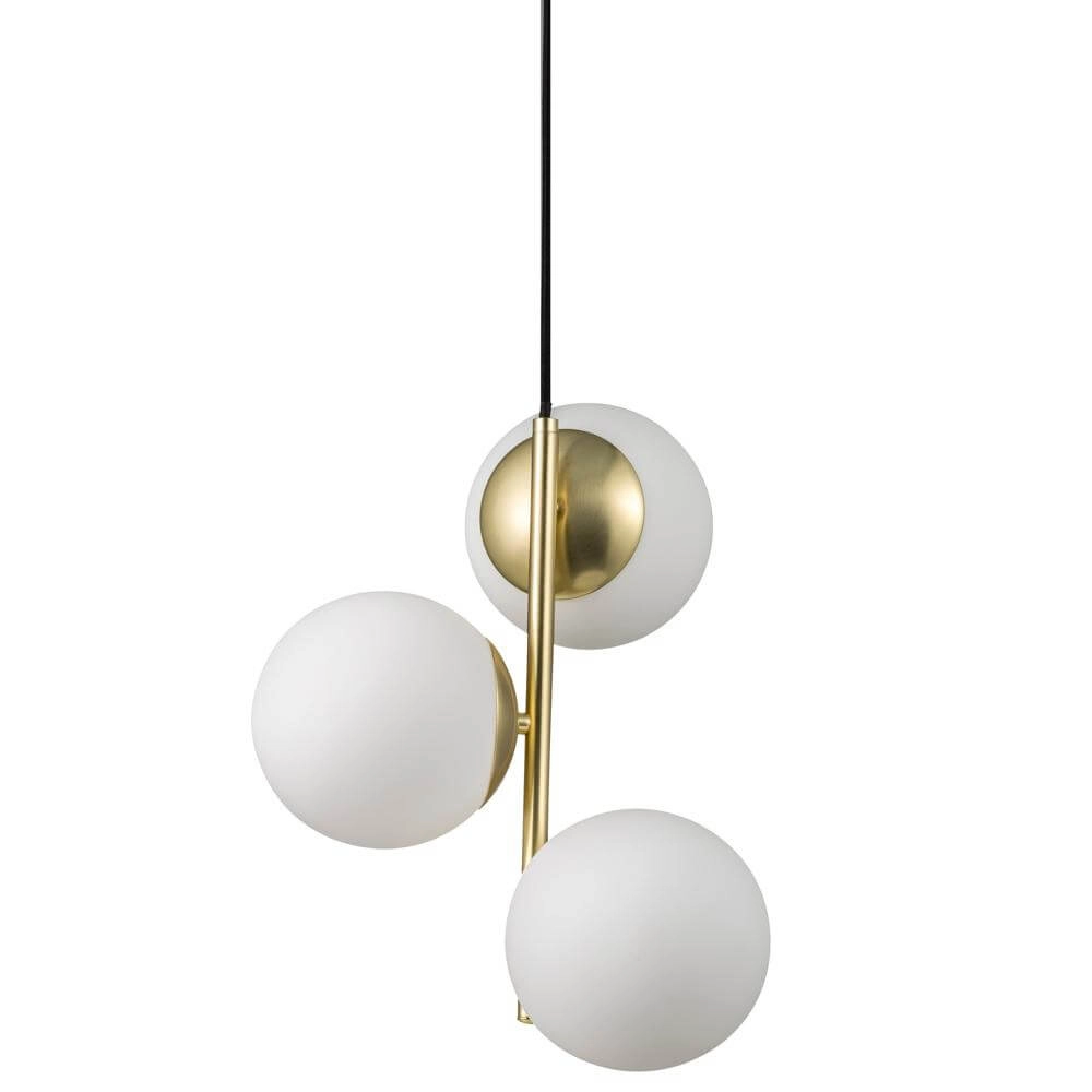 Hanglamp Lilly 3-lichts goud met witte bol Nordlux 5701581459083