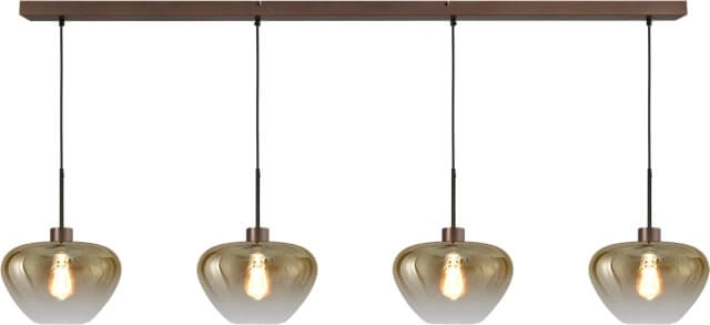 4-lichts hanglamp Genua bruin met goud glas Ø 29cm