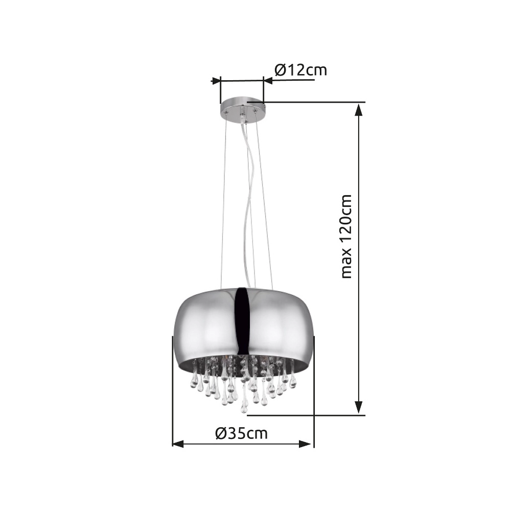 Hanglamp Kalla Ø 35cm chroom Globo 9007371385706