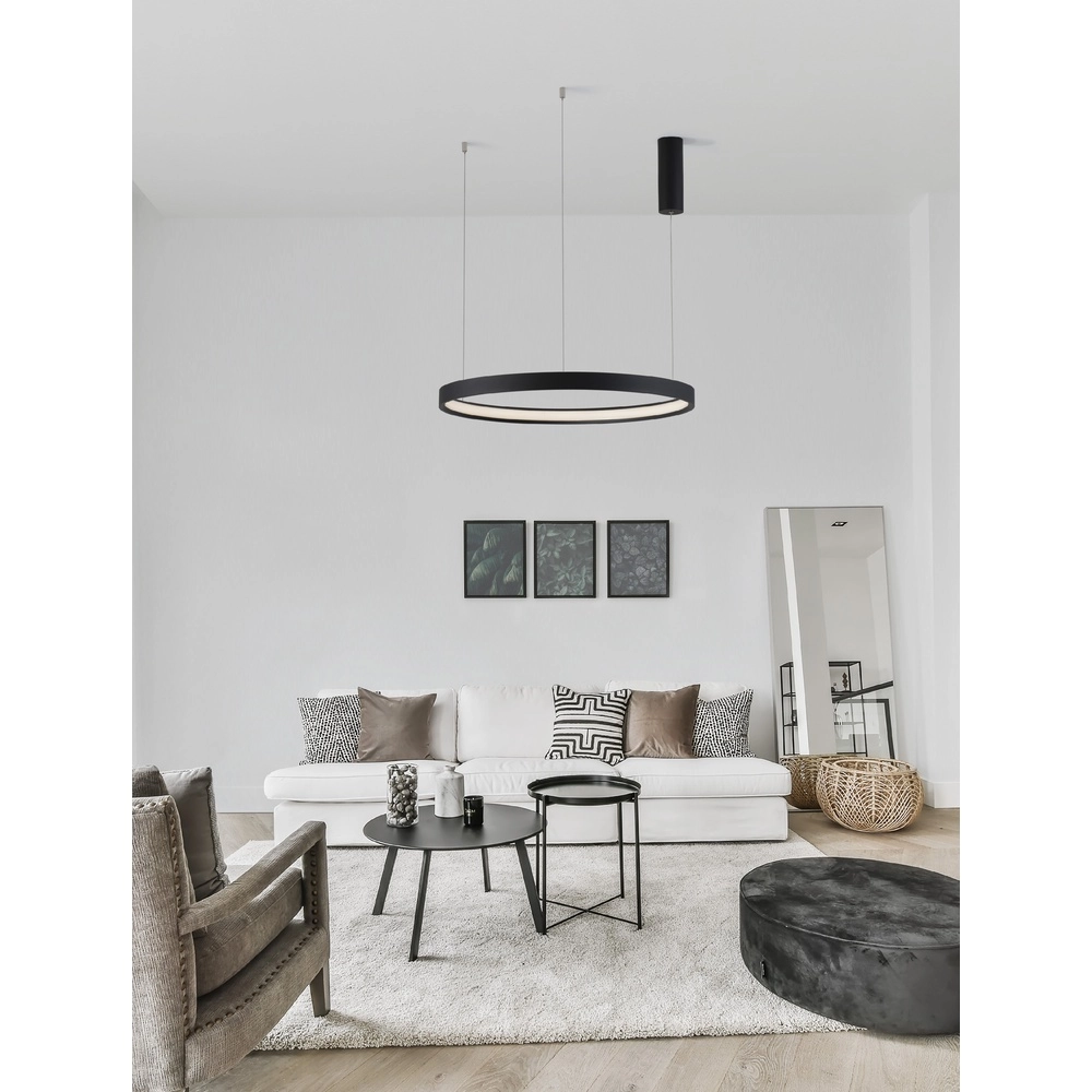 Ronde hanglamp Perrine zwart Ø 60cm
