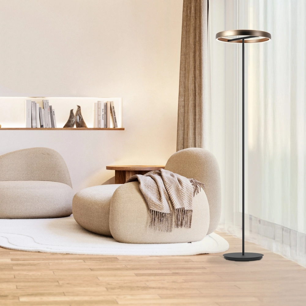 Vloerlamp Trabuco zwart met bruin Ø 42cm Stars of Light 9008606359967