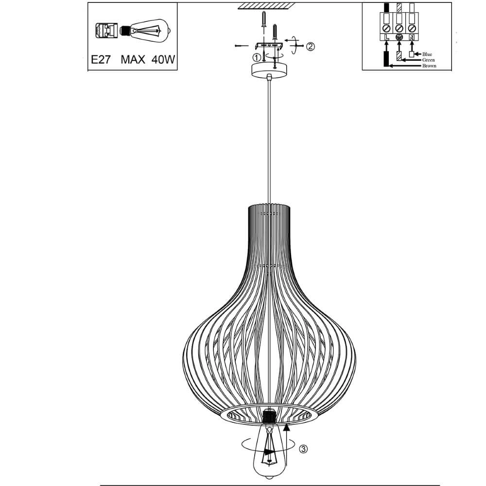 Houten hanglamp Smukt Pear Ø 50cm Steinhauer 8712746132885