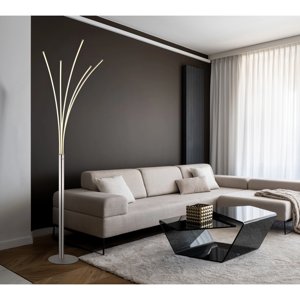 Moderne vloerlamp Bizzy nikkel Globo 9007371452712
