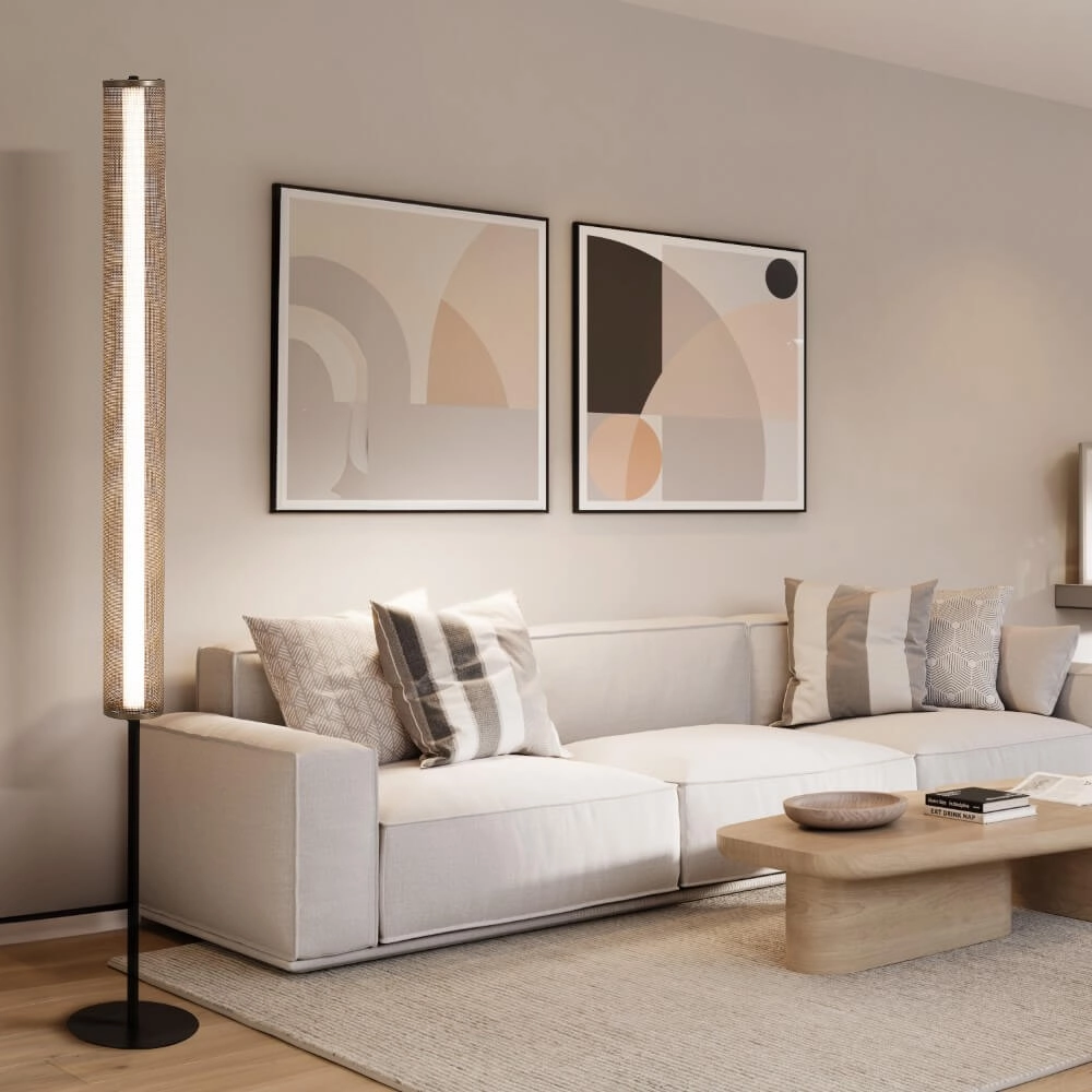 Vloerlamp Thread zwart met goud mesh Searchlight 5053423273075