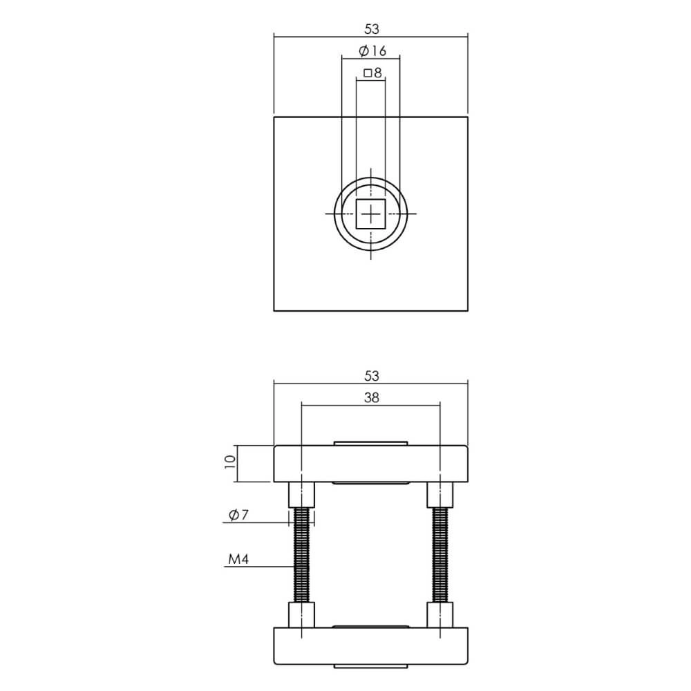 Achterdeurbeslagset vierkant Backura kerntrekbeveiliging RVS Intersteel 8,71419E+12
