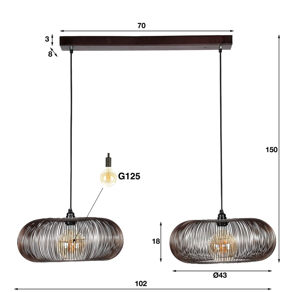 2-lichts hanglamp Copper Ø 43cm - zwart nikkel Lyora 8716803513259