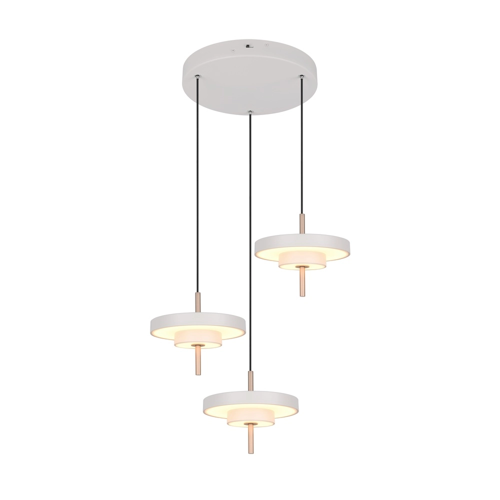 3-lichts hanglamp Keaton rond wit