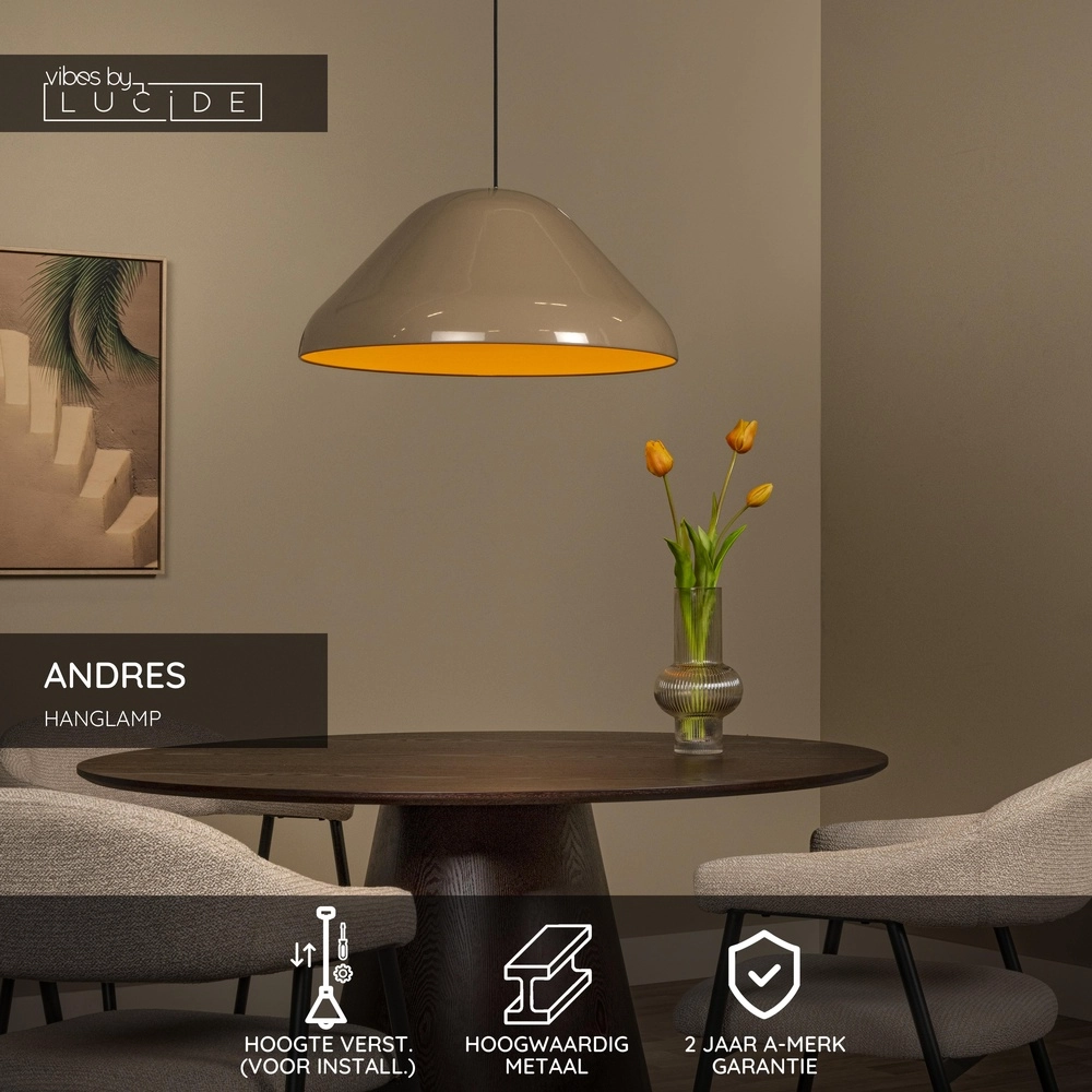 Hanglamp Andres taupe Ø 56cm Lucide Vibes 5411212650214